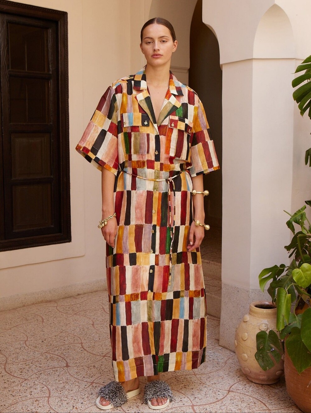 New Alemais Marjorelle Shirtdress Linen Silk Size 6US/10AUS with Slip & Tie Belt